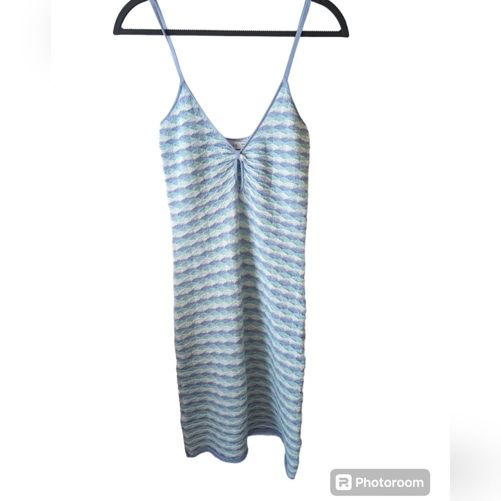 Bershka Blue and White Mini Dress